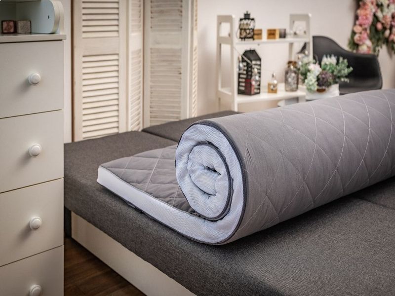 Тонкий матрас-топер Family Sleep Sky Gray-White FS-00000538 фото