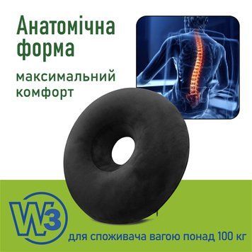Ортопедическая подушка-кольцо для сидения Comfort Trip PMF 010-3 (W3) черная PMF 010-3 фото